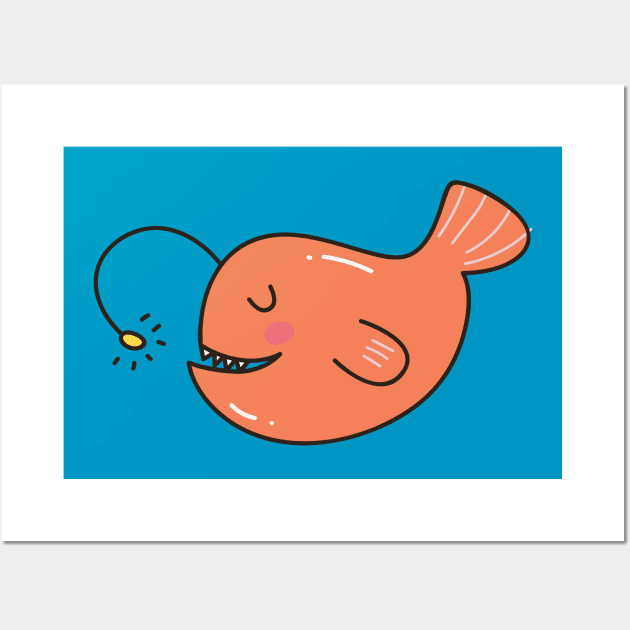 Cute Angler Fish Doodle Wall Art by SLAG_Creative